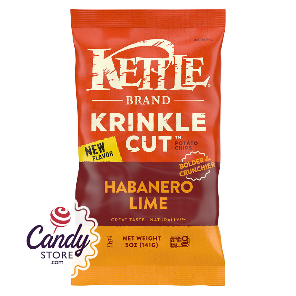 Kettle Chips Krinkle Cut Habanero Lime 5oz Bags - 15ct CandyStore.com