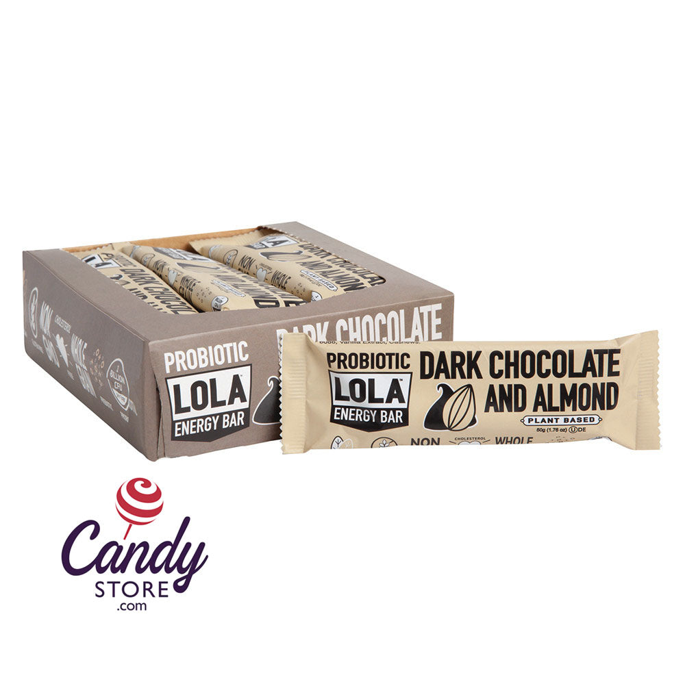 Lola Snacks Dark Chocolate Almond Probiotic Bar 1.76oz - 72ct CandyStore.com