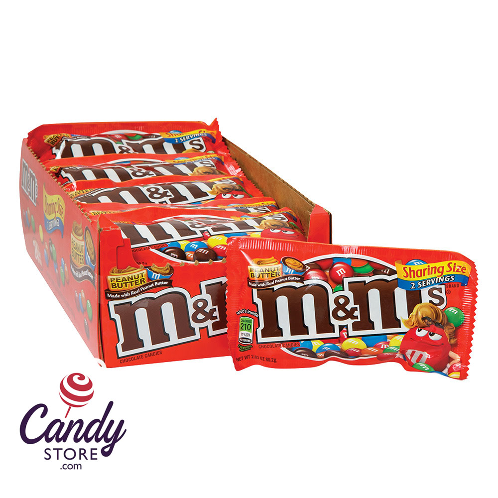 M&M's Peanut Butter Share Size 2.83oz Bag - 24ct CandyStore.com