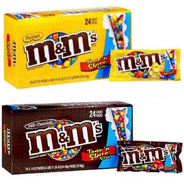 M&M'S Milk Chocolate Candy Sharing Size 3.14 Ounce (Pack of 24) Box