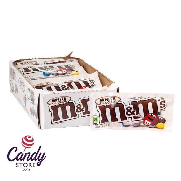 M&M'S White Chocolate Singles Size Candy, 1.41 Oz. Pouch, 24 Ct. Box 
