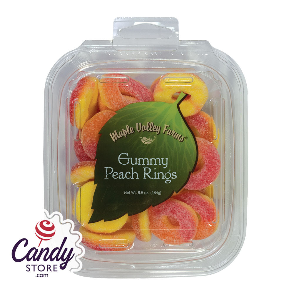 Maple Valley Farms Gummy Peach Rings 6.5oz Peg Tub - 6ct CandyStore.com