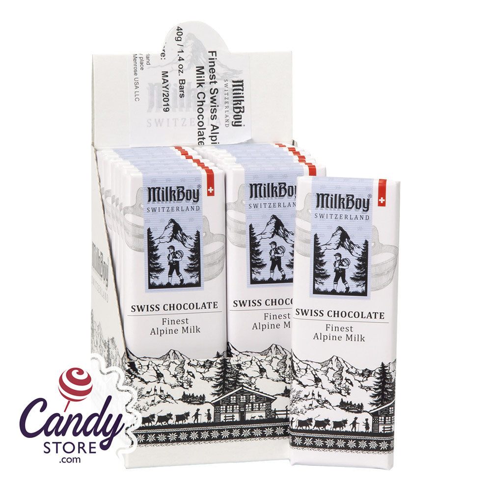 Milkboy Swiss Alpine Milk Chocolate 1.4oz Bar - 20ct CandyStore.com