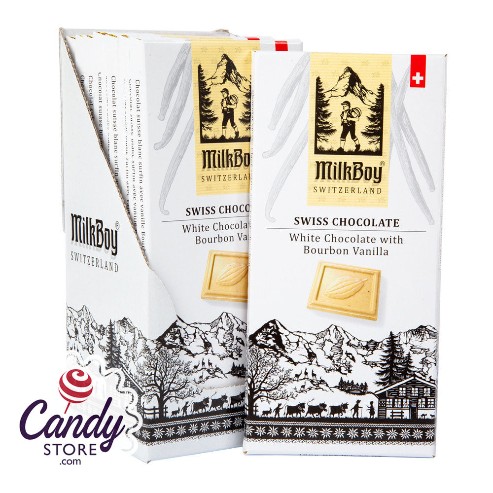 Milkboy Swiss White Chocolate With Bourbon Vanilla 3.5oz Bar - 10ct CandyStore.com