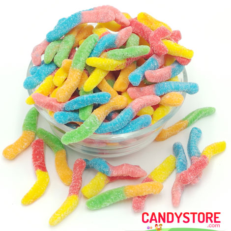 Mini Neon Sour Gummy Worms - 5lb CandyStore.com