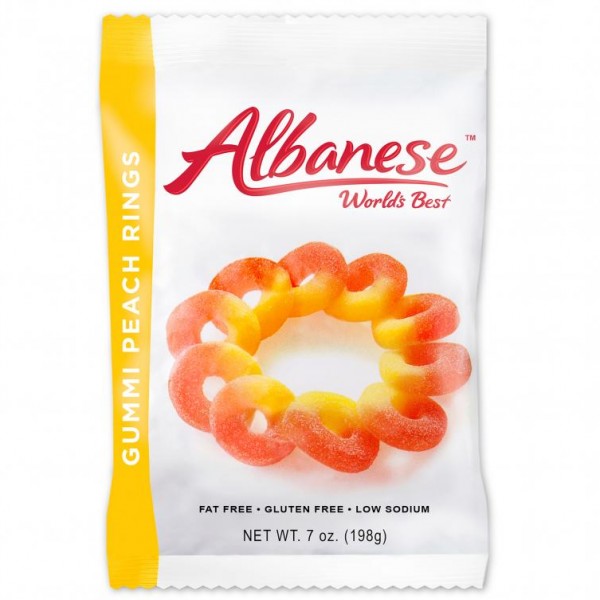 Peach Gummy Rings Peg Bags 7oz - 12ct CandyStore.com