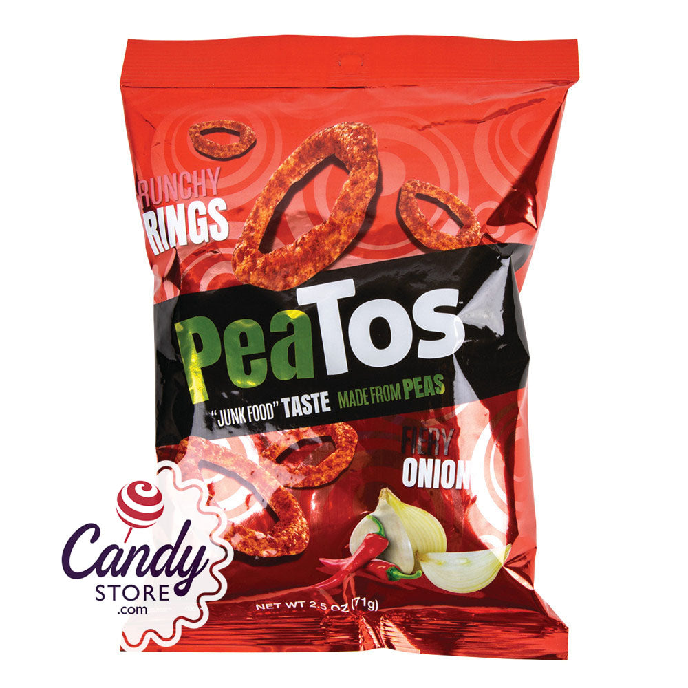 Peatos Fiery Onion Crunchy Rings 2.5oz Peg Bags - 8ct CandyStore.com