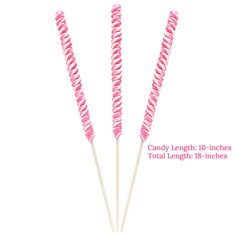 Pink Tremendously Tall Tesla Twist Pops - Strawberry 12pc Box CandyStore.com