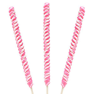 Pink Tremendously Tall Tesla Twist Pops - Strawberry 12pc Box CandyStore.com