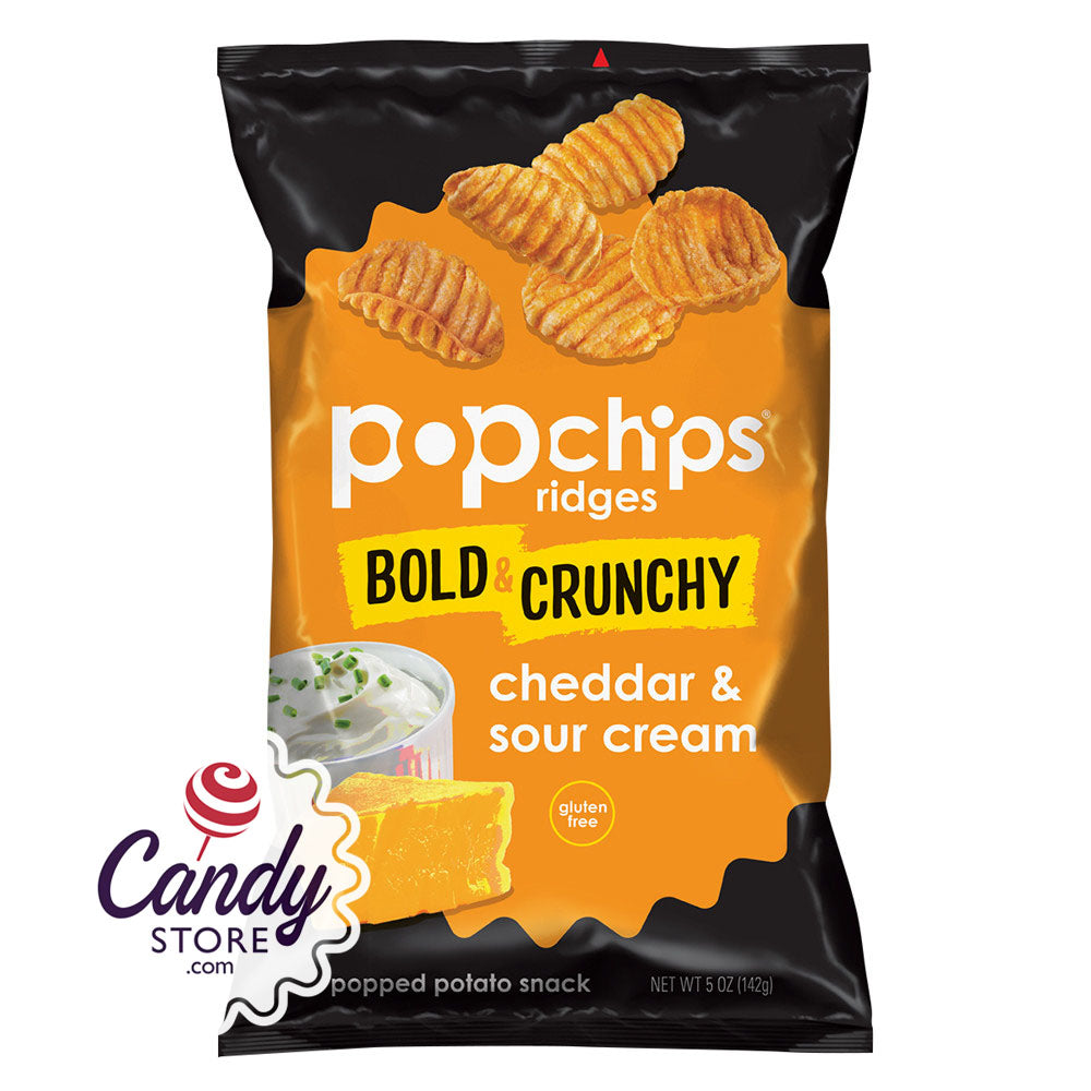 Popchips Ridges Cheddar And Sour Cream Chips 5oz Bags - 12ct CandyStore.com