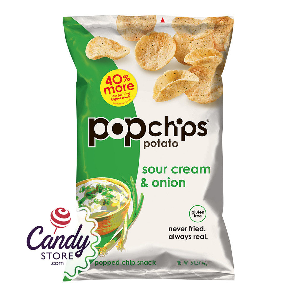 Popchips Sour Cream And Onion Potato Chips 5oz Bags 12ct - CandyStore.com