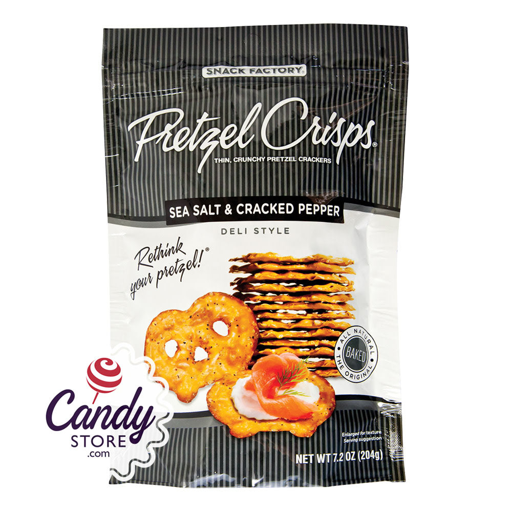 Pretzel Crisps Sea Salt And Cracked Pepper 7.2oz Bags - 12ct CandyStore.com