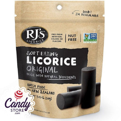 RJ's Soft Eating Black Licorice Bites Peg Bags - 8ct CandyStore.com