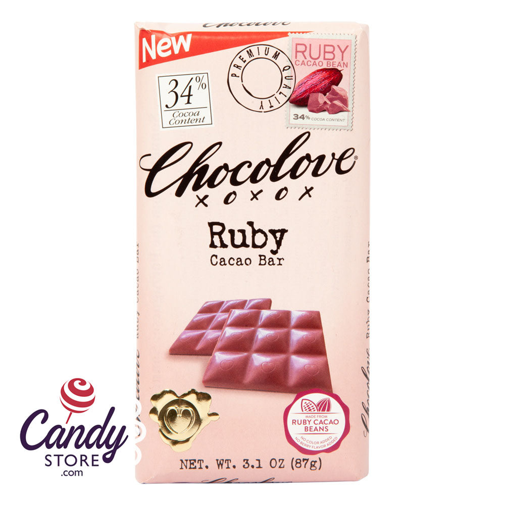 Ruby Cacao Bean Chocolove Bars 3.1oz - 12ct CandyStore.com