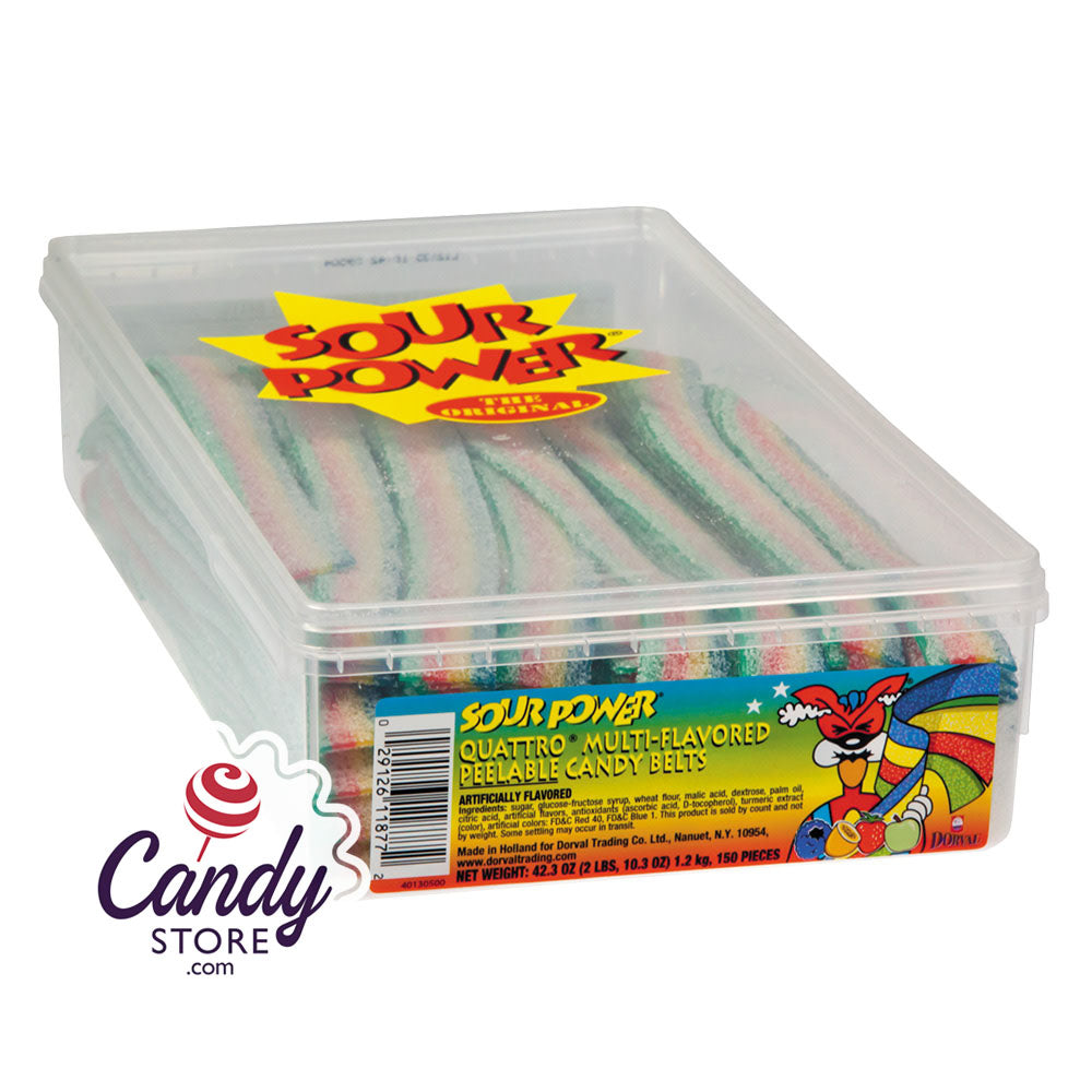 Sour Power Belts Unwrapped - 150ct Tub CandyStore.com