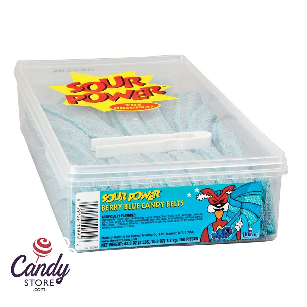 Sour Power Belts Unwrapped - 150ct Tub CandyStore.com