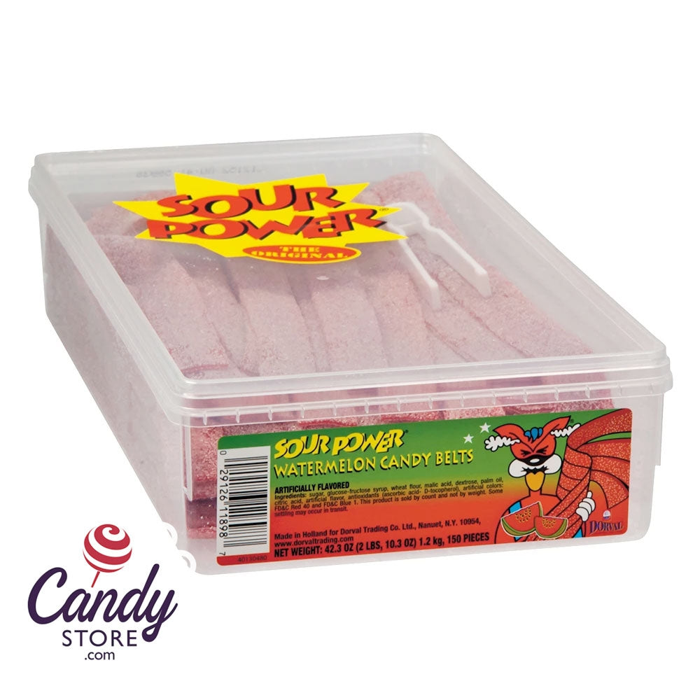 Sour Power Belts Unwrapped - 150ct Tub CandyStore.com