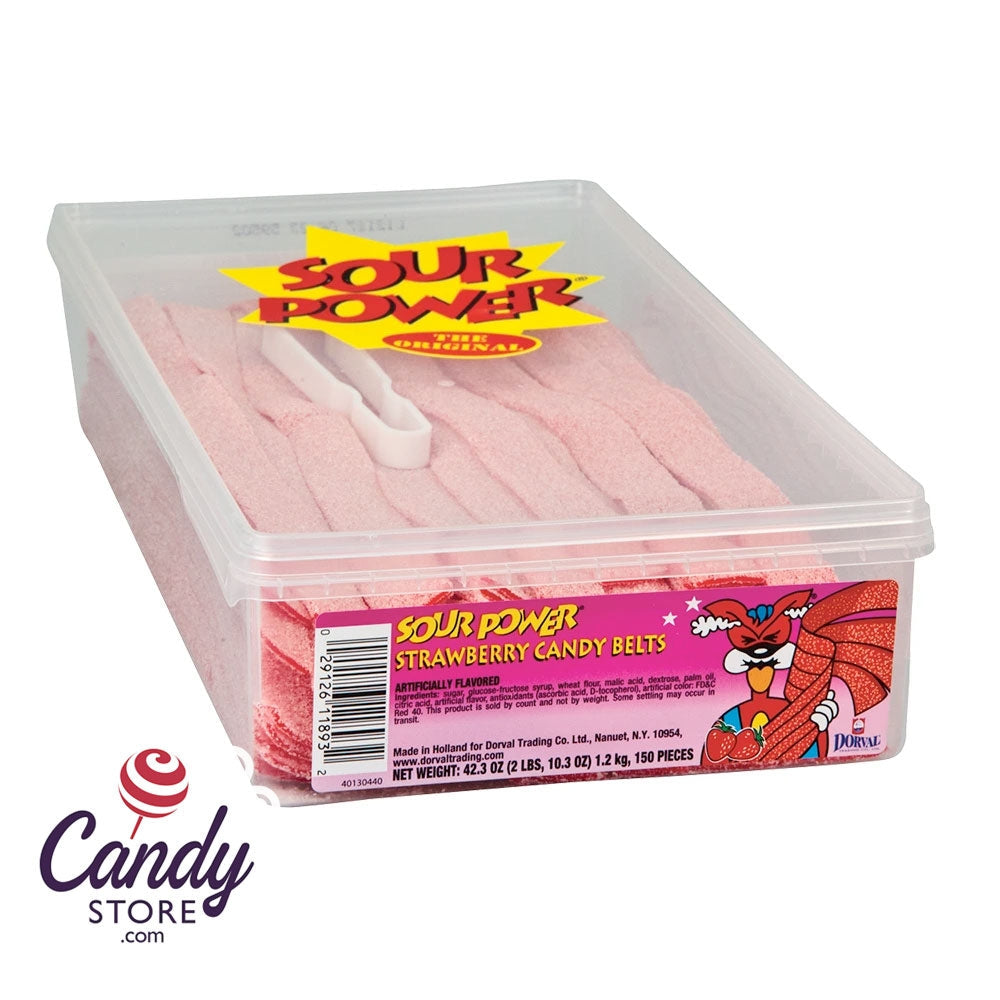 Sour Power Belts Unwrapped - 150ct Tub CandyStore.com