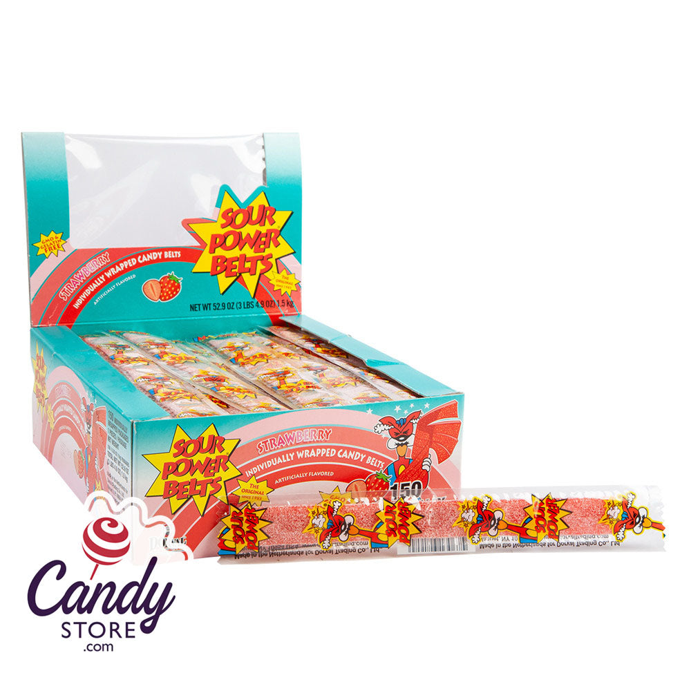 Sour Power Belts Wrapped Strawberry 150ct - CandyStore.com