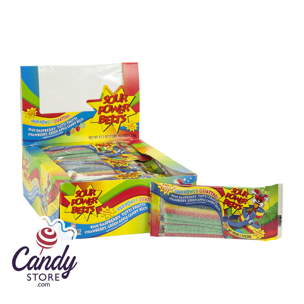 Sour Power Quattro Sour Belts 1.75oz - 24ct CandyStore.com