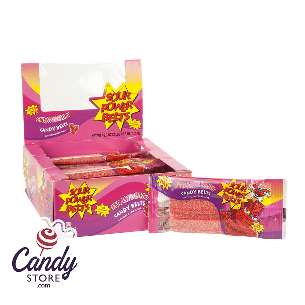 Sour Power Strawberry Belts 1.75oz - 24ct | CandyStore.com