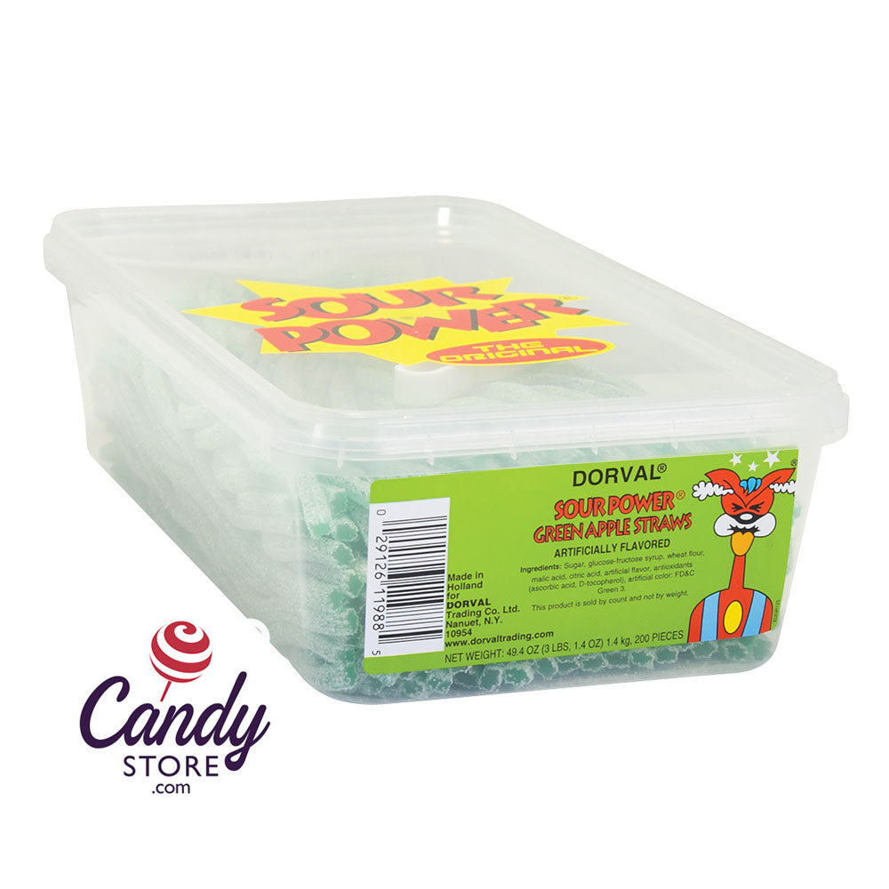 Sour Power Straws - 200ct Tub CandyStore.com