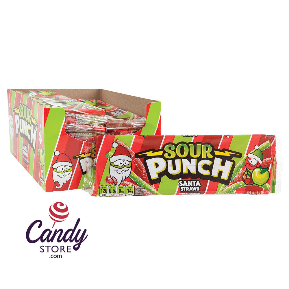 Sour Punch Santa Straws 3.7oz - 144ct CandyStore.com