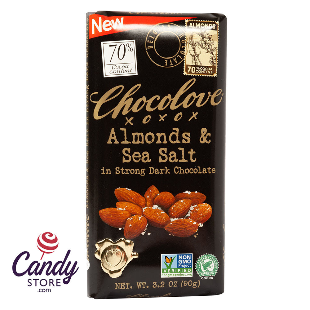 Strong Dark Chocolate Chocolove Almonds And Sea Salt 3.2oz - 12ct CandyStore.com