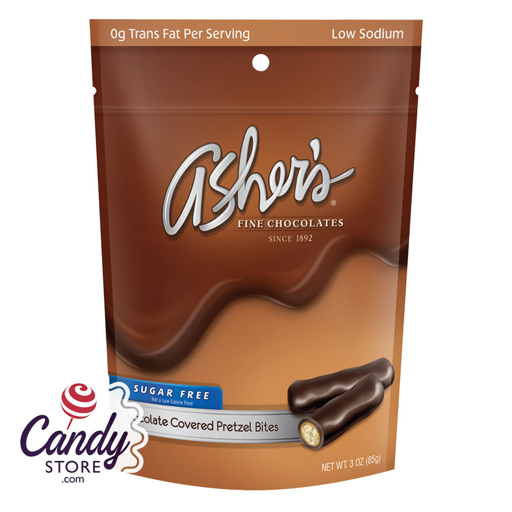 Sugar Free Chocolate Covered Pretzel Bites 3oz Bag Asher's - 12ct