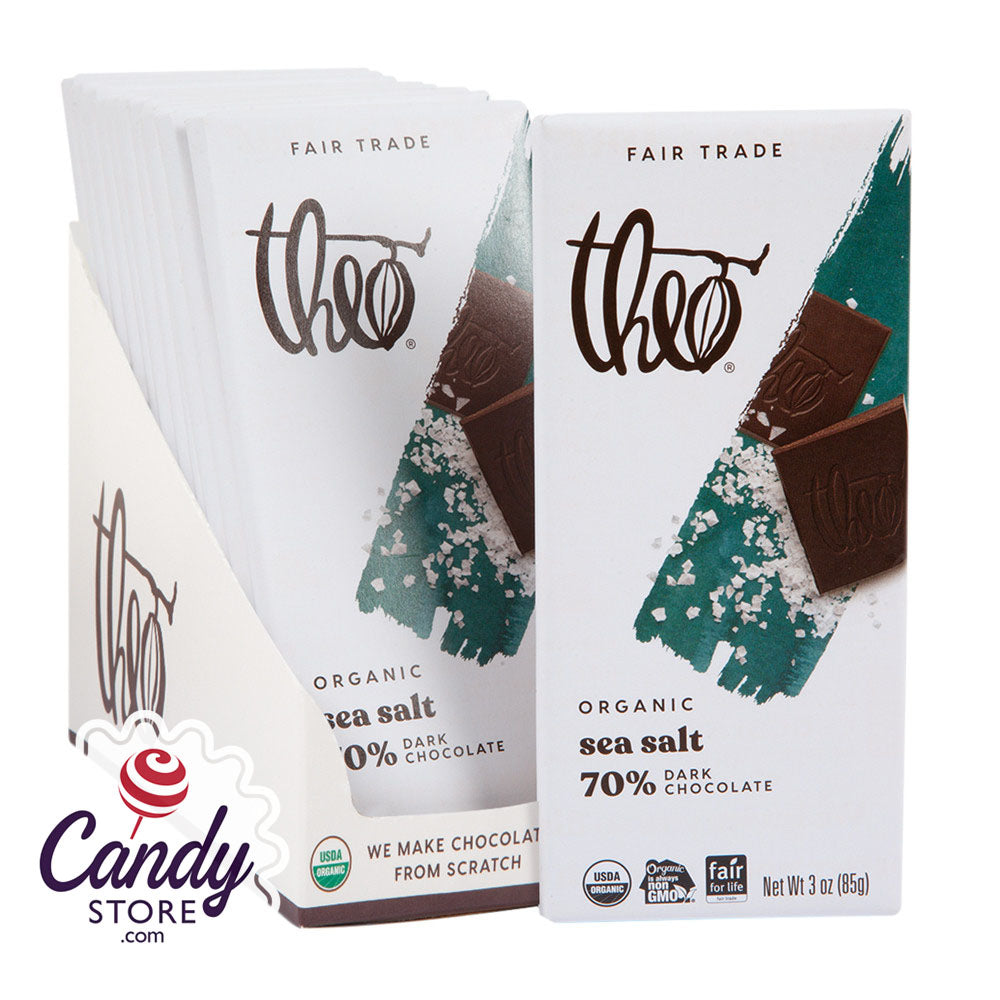 Theo 70% Dark Chocolate Sea Salt 3oz Bar - 12ct CandyStore.com