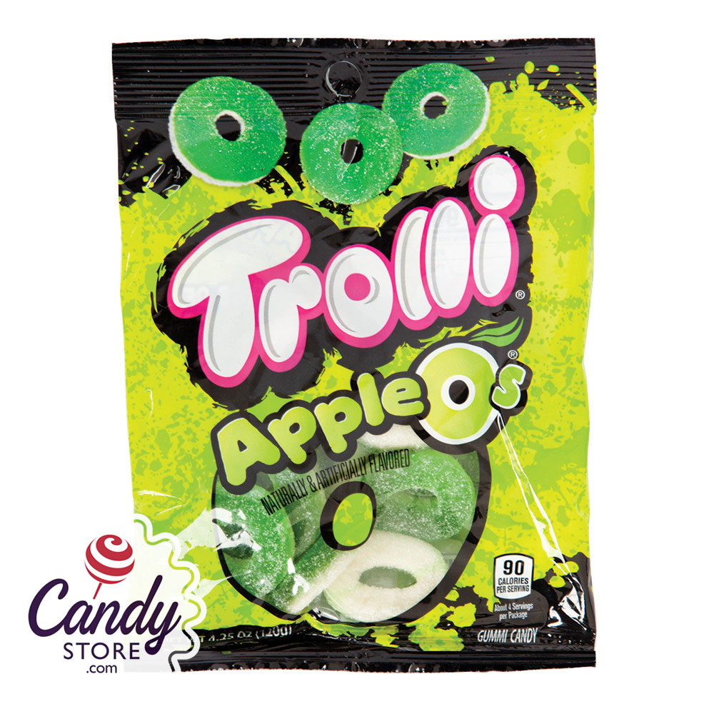 Trolli Gummy Apple O's 4.25oz Peg Bag - 12ct | CandyStore