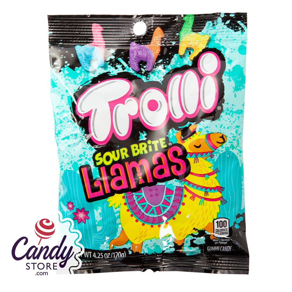 Trolli Sour Brite Llamas 4.25oz Peg Bag - 12ct CandyStore.com