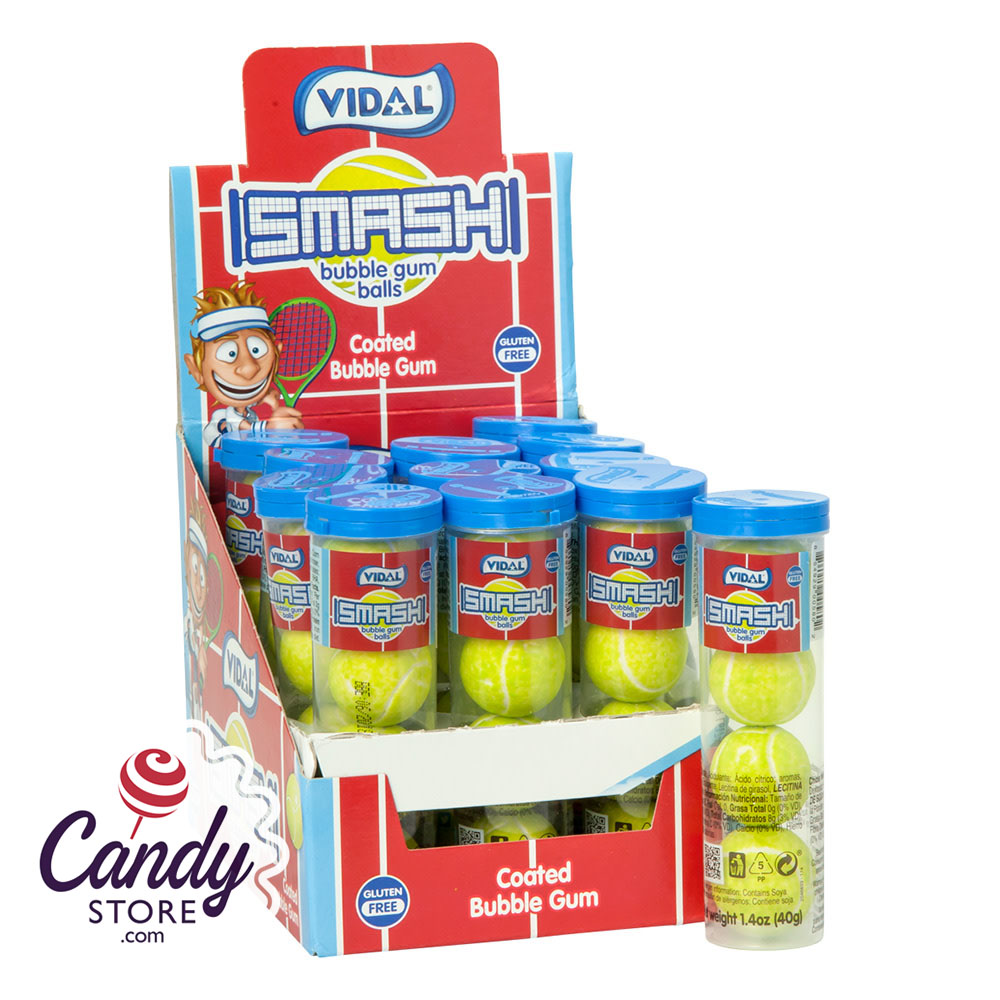 Vidal Tennis Balls Gumballs 4 Pc 1.4oz Tube - 12ct CandyStore.com