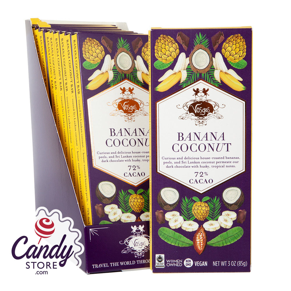 Vosges Super Dark Coconut And Banana 3oz Bar - 12ct CandyStore.com