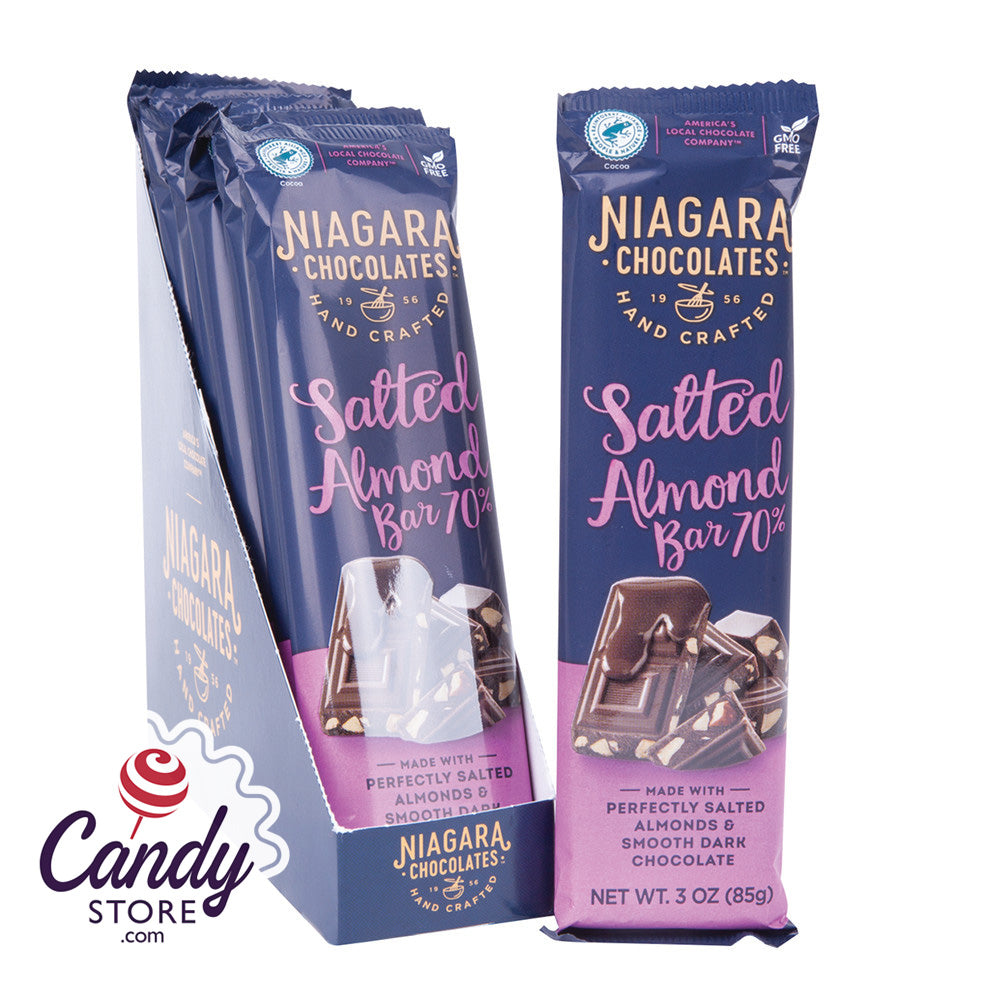 Dark Choc 70 Salted Almond Niagara Bars 8ct