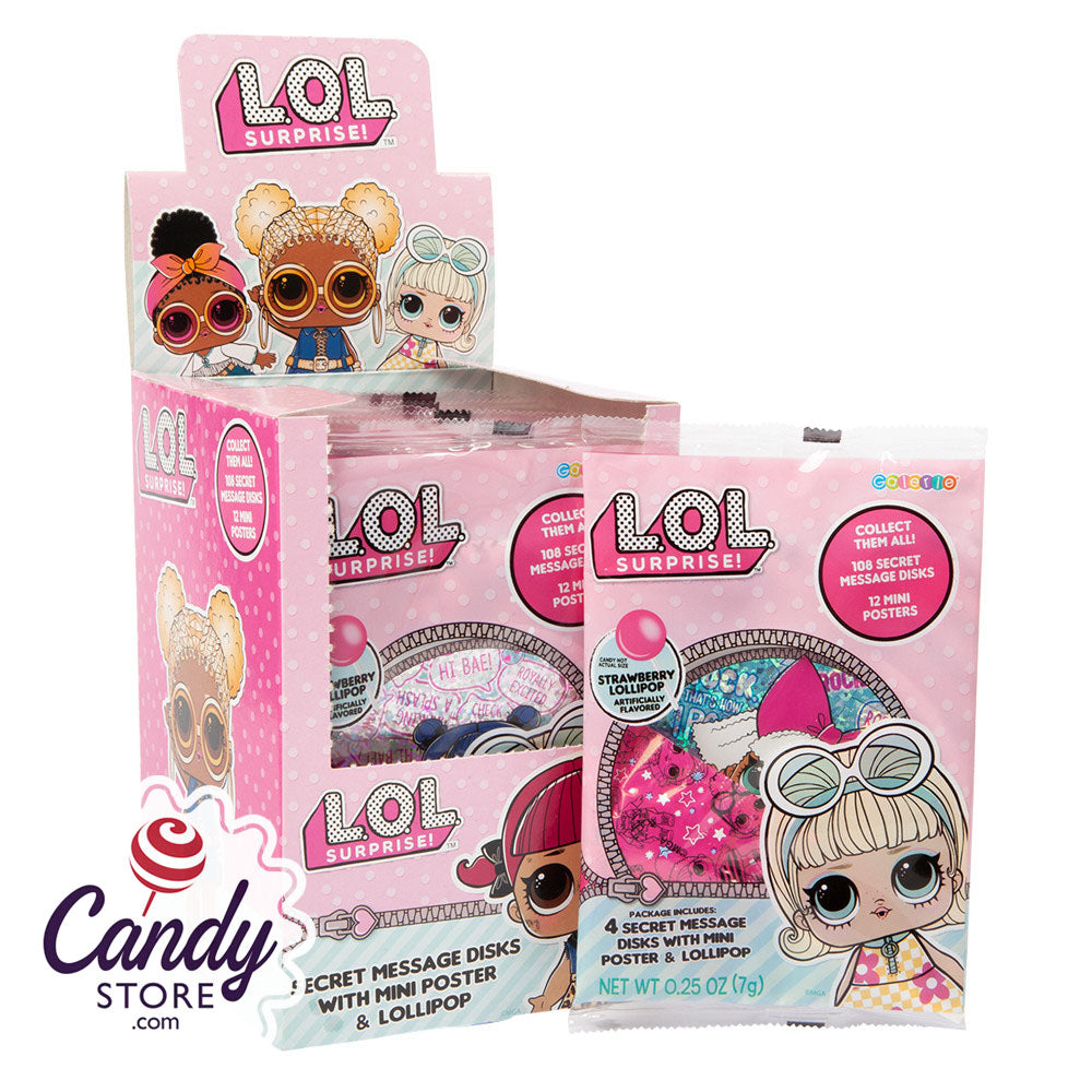 LOL Surprise Secret Message Disk Poster & Lollipop 0.25oz - 24ct CandyStore.com